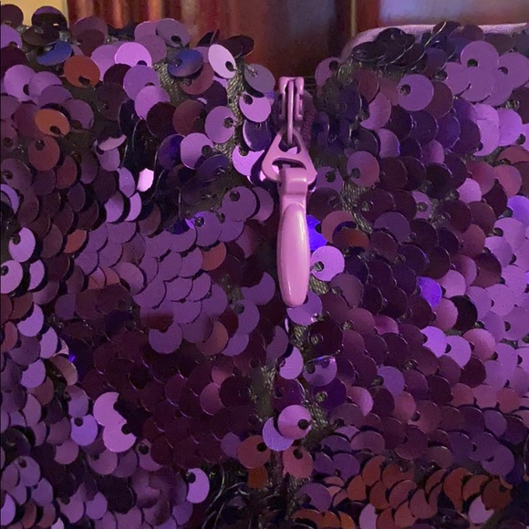 HOUSE OF CB JAMES VIOLET SEQUIN WRAP MINI DRESS - Picture 7 of 7